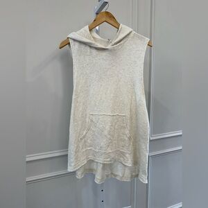 Free People Cream Sleeveless Hoodie